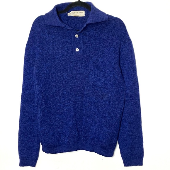 Vintage 60s Jacques Fath Paris Wool Sweater Small - Picture 1 of 7